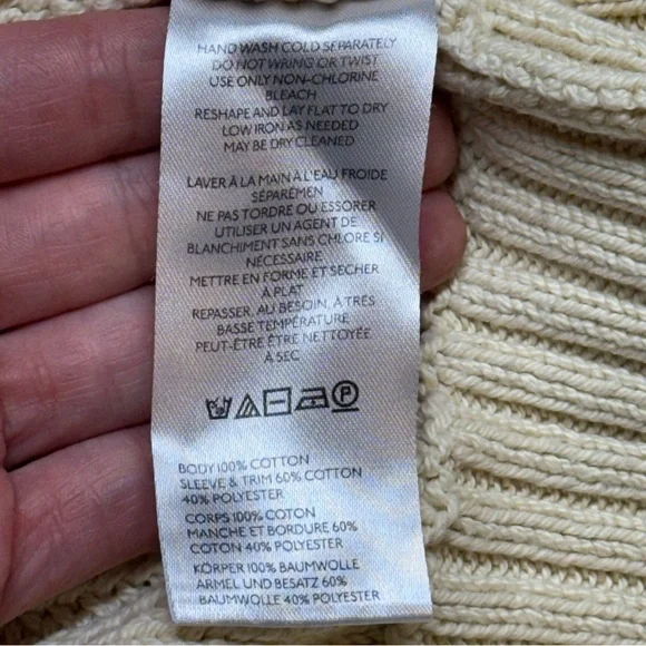 ANTHROPOLOGIE Pilcro Cable Laced Twofer Sweater Creme Size Large Neutral Lace up - Picture 13 of 14